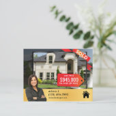 Carte Postale VENDU Immobilier Advert agent de vente élégant or (Debout devant)