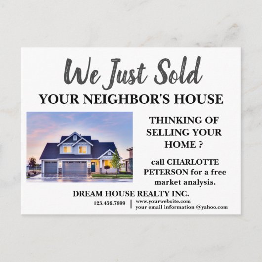 Carte Postale Vendu juste vente immobilier (Devant)