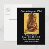 Carte Postale Venez dans vos PJs !, Invitation de la fête du pyj (Devant / Derrière)
