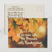 Carte Postale Venez en sa présence avec Thanksgiving, Bible (Devant / Derrière)
