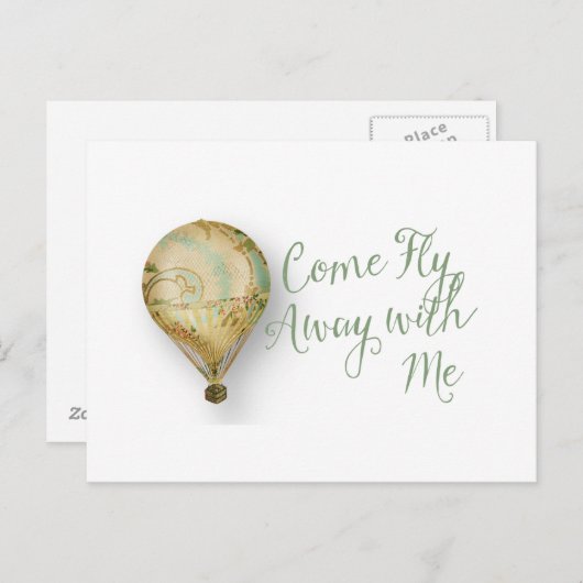 Carte Postale Venez vous envoler avec mon ballon à air (Devant / Derrière)