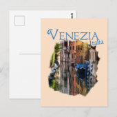 Carte Postale Venezia, Italie : Canal coloré (Devant / Derrière)
