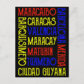 Carte postale Venezuela Caracas City Names (Devant)