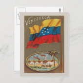 Carte Postale Venezuela vintage avec drapeau (Devant / Derrière)