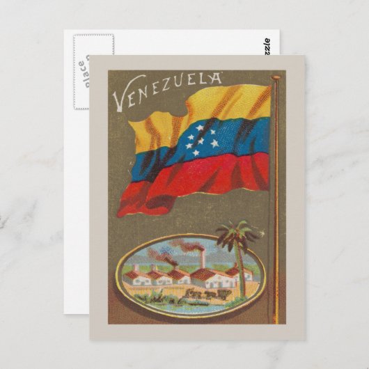 Carte Postale Venezuela vintage avec drapeau (Devant / Derrière)