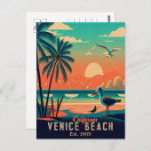 Carte Postale Venice Beach California Sunset Souvenirs 1950 (Devant / Derrière)