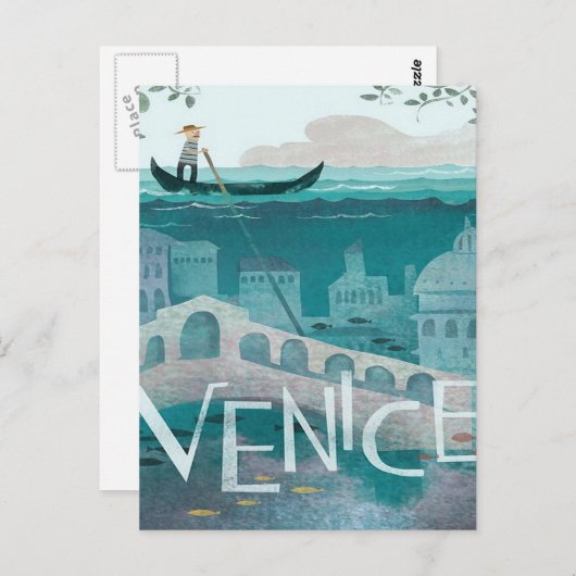 Carte Postale venice Italie Gondola voyage vacances rétro post (Devant / Derrière)