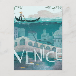 Carte Postale venice Italie Gondola voyage vacances rétro post