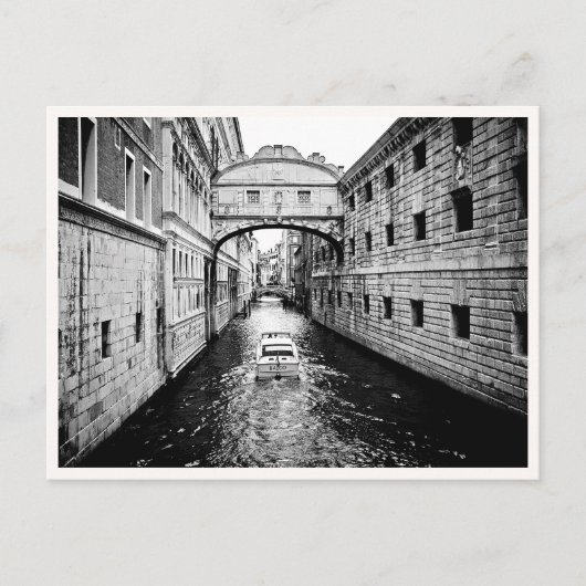 Carte Postale Venice Italy Canal Boat Black & White (Devant)