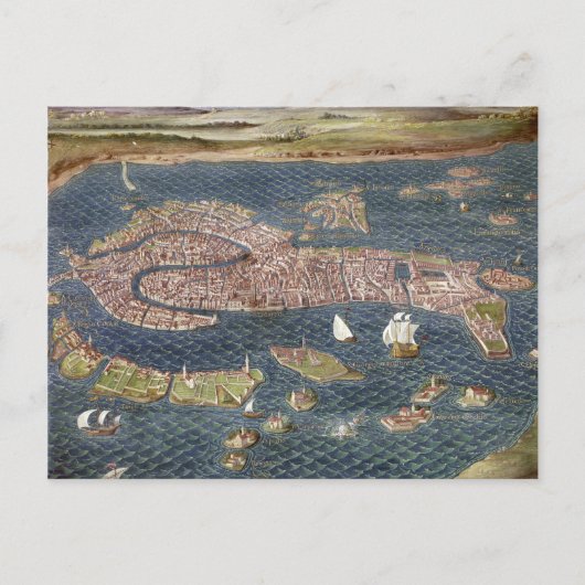 CARTE POSTALE VENICE : MAP, 16TH CENTURY (Devant)