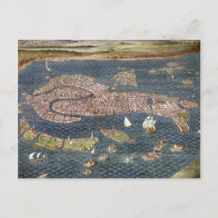 CARTE POSTALE VENICE : MAP, 16TH CENTURY
