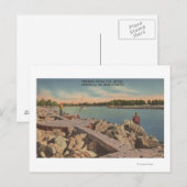 Carte Postale Venise, Floride - Scène de pêche sur les Jetties (Devant / Derrière)