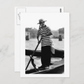 CARTE POSTALE VENISE GONDOLIER AVEC CASQUETTE (Devant / Derrière)