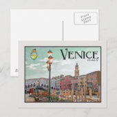 Carte Postale Venise - Grand Canal et Pont du Rialto (Devant / Derrière)