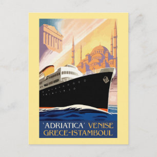 Carte Postale Venise Grèce Istanbul ligne d'expédition rétro vin