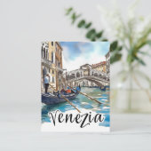 Carte Postale Venise Italie Aquarelle Peinture Voyage (Debout devant)