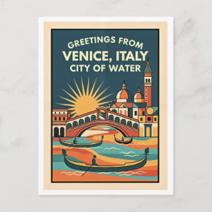 Carte Postale Venise Italie Art Rétro Coloré