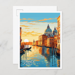 Carte Postale Venise Italie Art vintage illustration de voyage