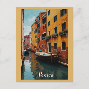 Carte Postale Venise Italie Bateau de Canal Coloré Voyage
