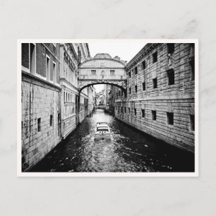 Carte Postale Venise Italie Bateau de Canal Noir & Blanc