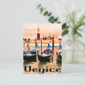 Carte Postale Venise, Italie, bateaux sur le port de la ville, v (Debout devant)