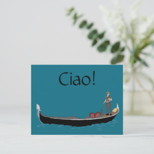 Carte Postale Venise, Italie Gondola et Gondolier Turquoise Blue
