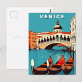 Carte Postale Venise Italie Gondole Canal Vintage  (Devant / Derrière)