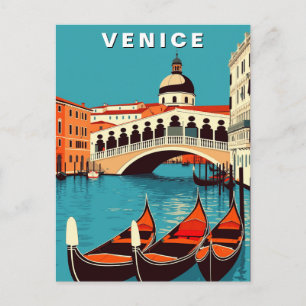 Carte Postale Venise Italie Gondole Canal Vintage