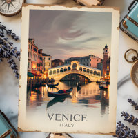 Venise Italie Pont Rialto Vintage Twilight Rustiqu