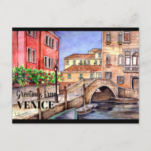 Carte Postale Venise Italie Stylo & Lavis Aquarelle