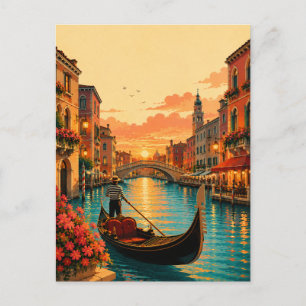 Carte Postale Venise romantique Italie balade en gondole coucher