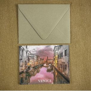 Carte Postale Venise romantique Italie Gondola Vue ville