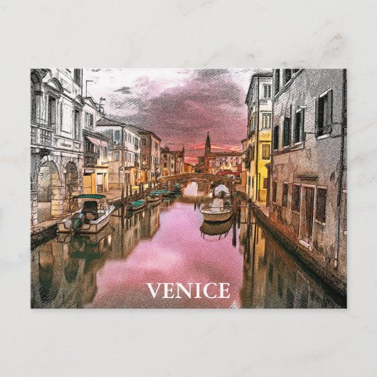 Carte Postale Venise romantique Italie Gondola Vue ville (Devant)