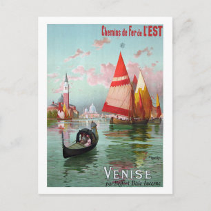 Carte Postale Venise, voiliers, gondole, vintage, voyage