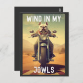 Carte Postale Vent dans mes griffes : Un Bulldog à cheval sur un (Devant / Derrière)