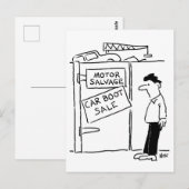 Carte Postale Vente d'amorçage de voiture à Scrapyard Cartoon (Devant / Derrière)