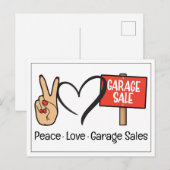 Carte postale Vente de garage Paix, Amour (Devant / Derrière)