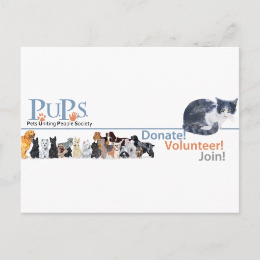 Carte Postale Vente de logo PUP avec Tuxedo Cat (Devant)