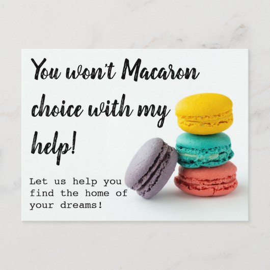 Carte Postale vente mailer aiguillage immobilier macaron post (Devant)
