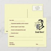 Carte Postale VENTE - Notes sur mesure pour l'enseignant ~ Jaune (Devant / Derrière)