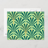 Carte Postale Ventilateur Art Déco motif - vert pin et menthe (Devant / Derrière)