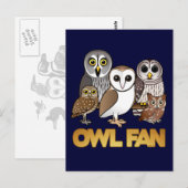 Carte Postale Ventilateur de hibou (Devant / Derrière)