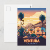 Carte Postale Ventura Sunset Mounts Californie du Sud Rétro (Devant / Derrière)