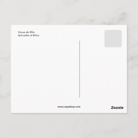 Carte Postale Venus De Milo (Dos)