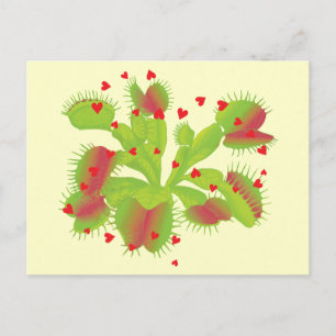Carte Postale Vénus Flytrap avec Coeurs