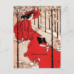 Carte Postale Ver de livre de lecture vintage rétro classique