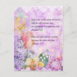 Carte Postale Verbe biblique et fleurs
