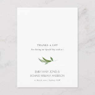 Carte Postale Verdure minimale du feuillage Merci Mariage