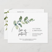 Carte Postale Verdure minimale, l'amour est patient, mer reporté (Devant / Derrière)