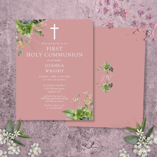 Carte Postale Verdure Rose Première Communion Sauvons La Date